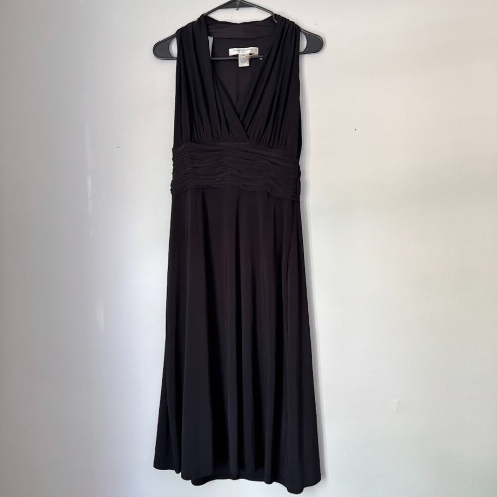 Vintage 90s Evan Picone Black V-Neck Sleeveless Dress